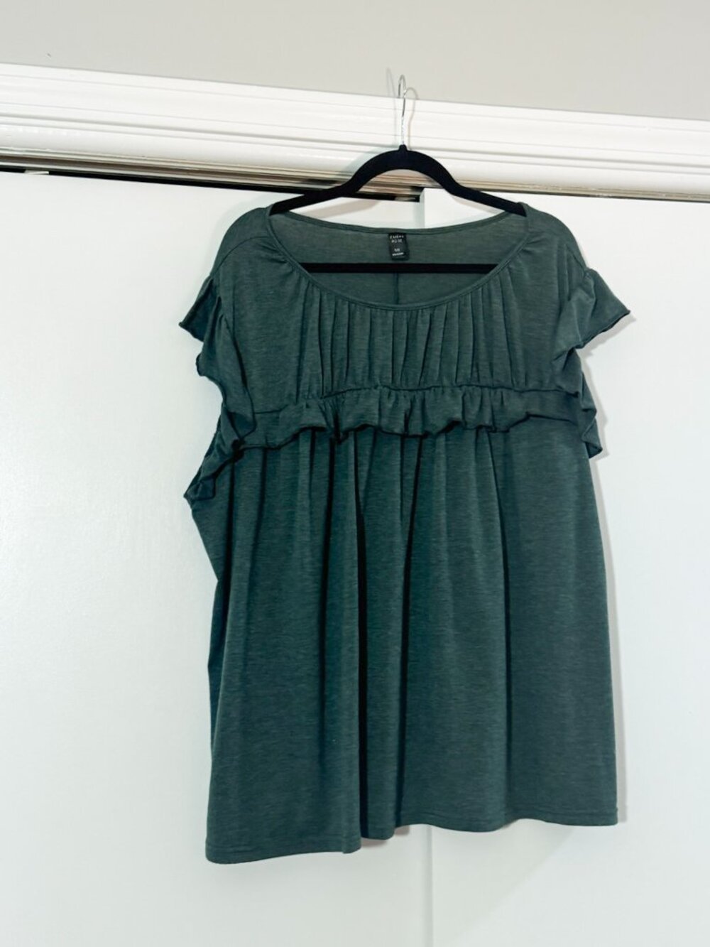 Shein Emery Rose Green ruffle tee